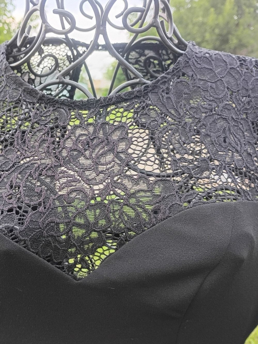 2/$10 Vintage B Darlin Black Lace Long Sleeve Fit & Flare Dress 3/4 - Picture 8 of 9